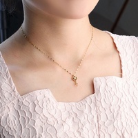 Collar con Logotipo Personalizado del Fabricante, Collar de Acero Inoxidable Resistente al Agua y al Deslustre, Chapado en Oro de 18k con Forma de Corazón para Mujer