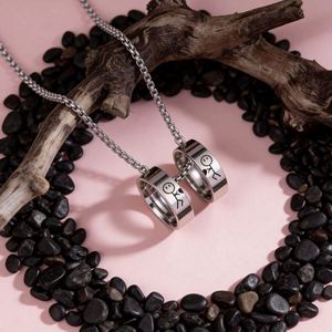 Collane per Coppie alla Moda con Pendente Abbraccio d'Amore, Lei per Sempre Lui Sempre - Product Image 2