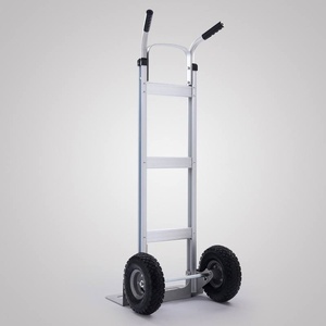 Aluminum Hand <b>Cart</b> 2 Wheel Platform Trolley Durable Utility Dolly for Moving Warehouse Transport Silver Metal Structure - Product Image 4