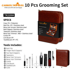 Essential 10pcs Kit <span class=keywords><strong>de</strong></span> toilettage <span class=keywords><strong>de</strong></span> voyage Kit <span class=keywords><strong>de</strong></span> manucure pédicure avec étui <span class=keywords><strong>de</strong></span> transport idéal pour les hommes fête des pères anniversaire noël - Product Image 2
