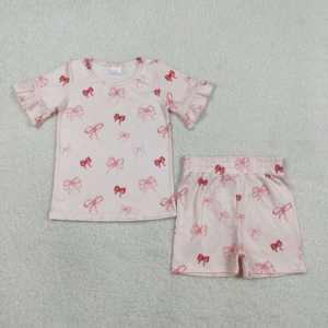 Girls Vintage <b>Rose</b> Print Button Front Tunic <b>Top</b> and Ruffle Shorts Set Children Girl's Casual Summer Wholesale Clothing - Product Image 2