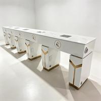 Table de manucure personnalisée avec collecteur de poussière intégré, prise de courant et armoire de rangement pour salon de manucure