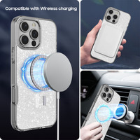 Vente en gros pour iPhone 16 Pro Max Chargement sans fil intégré Flash magnétique Anti-jaunissement Étui transparent pour téléphone portable