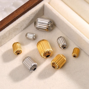 Ribbed Oval Spacer <b>Beads</b> | 18K PVD Gold Plated Stainless Steel Pumpkin Barrel DIY <b>Bracelet</b> Necklace Jewelry <b>Making</b> Aceworks - Product Image 4