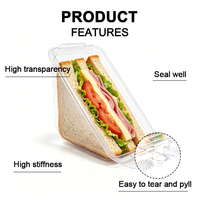 Contenitore per Sandwich in Plastica PET Trasparente con Chiusura Antimanomissione, Confezione per Alimenti da Asporto, Contenitore per Tacos
