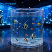 Acuario cilíndrico acrílico personalizado Grandview de 1.5 m de altura, acuario redondo grande para uso en interiores y exteriores