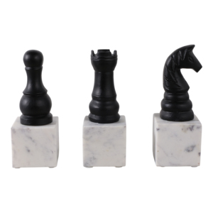 Statue de pièces d'échecs modernes sur socle en marbre pour la décoration de la maison, sculpture élégante pour le bureau, le salon ou les étagères. - Product Image 4