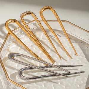 Horquillas para el Cabello de Acero Inoxidable con Oro de 18K, Estilo Clásico Europeo Americano, Lujo Ligero, con Cuentas Geométricas, Joyería para Tocado de Boda - Product Image 3