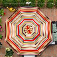 Patio Extérieur Jardin Patio Noir Blanc Rayé Marché Parapluie 3 Mètres Marché Grand Parapluie