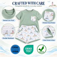 Ensemble de pyjama décontracté et respirant pour bébé, imprimé dinosaure, en coton et élasthanne, manches courtes, 2 pièces, OEM, pour 2-4 ans