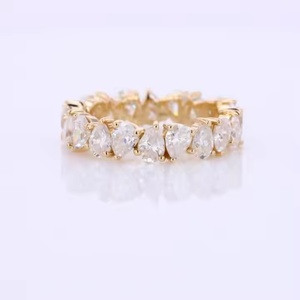Custom Pear Shape Pave Moissanite <b>Ring</b> Band Fine Jewelry 10k 14k Gold Engagement <b>Ring</b> for Women Men - Product Image 2