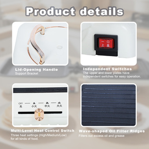 Piastra Elettrica Multifunzione Personalizzabile 2026 di Tendenza, con Superficie PTFE Rimovibile, Design Pieghevole Senza Fumo - Perfetta per <span class=keywords><strong>Panini</strong></span> Sani - Product Image 2