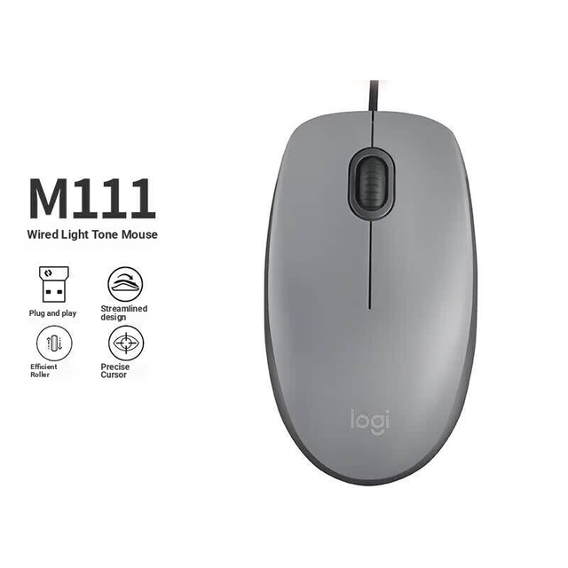 For M111 USB Wired Gaming Mouse 1000 DPI LED Backlit 2 Buttons Plug and Play Multi-System Compatible