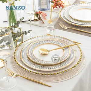 High-Grade Bone China Dinnerware Ceramic Wedding Tableware Plates Set For Table Decor