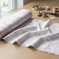 Tissu imprimé en lin et viscose slub, poids moyen, couleur lilas, motif hippocampe, pour vêtements, chemises et robes