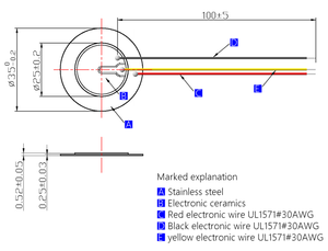 Elemento Piezoeléctrico de Cerámica y Acero de Alta Calidad Kingwei KW35G30B06L de 35 mm, Autoalimentado, 3 kHz, 1-30 V para Dispositivos de Advertencia - Product Image 5