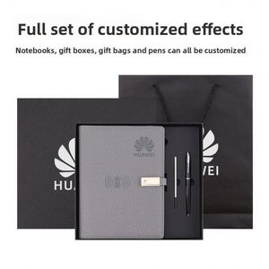 Ensemble de carnet en cuir imitation avec chargeur sans fil magnétique, cadeau d'affaires multifonctionnel avec 1 clé USB - Product Image 3
