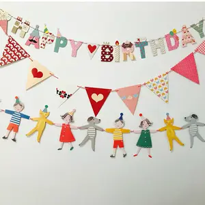 Nuovo Design Cartoon Pennant Pull Birthday Christmas Animal Garland Paper Party Decoration Pull Banner