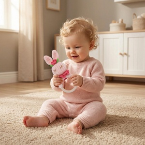 Muñeco <span class=keywords><strong>de</strong></span> madera tejido a mano personalizado, sonajero <span class=keywords><strong>de</strong></span> animales pequeños, juguete educativo <span class=keywords><strong>de</strong></span> ganchillo para bebés recién nacidos, masticable, interactivo y relajante - Product Image 2