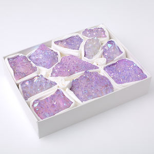 ชุดอัญมณีดิบคลัสเตอร์คริสตัลออร่าสีม่วงพร้อมกล่องหินบำบัดขัดเงาตามหลักฮวงจุ้ย - Product Image 3