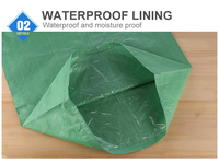 Sac en plastique tissé PP vert à fond scellé de 50 kg pour ciment, engrais, riz, farine