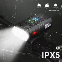 Luz Delantera para Bicicleta LED Súper Brillante de Aleación de Aluminio, Impermeable IP65, Recargable por USB, Iluminación Nocturna