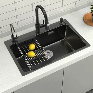 New Arrival Latest One Bowl Nano Stainless Steel Black SS Kitchen Sink