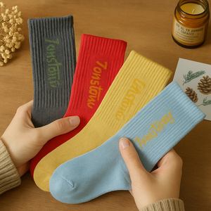 Haute ligne organique broderie Art Nouveau chaussettes <span class=keywords><strong>musée</strong></span> galerie ouvertures équipage disponible marron rose respirant Nylon pour l'hiver - Product Image 2