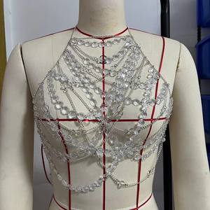 फेस्टिवल पार्टी मेटल क्लबवियर सेक्सी पारदर्शी डायमंड नाइट क्लब रेव चेन चमकदार शीर्ष बॉडी गहने - Product Image 1