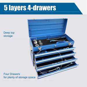 21" Heavy-Duty Steel Industrial Modern Portable <b>Lockable</b> 4-<b>Drawer</b> Tool Cabinet with EVA Liners for Workshop Garage Farmhouse - Product Image 6