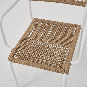 Sedia da Pranzo Moderna Impilabile per Esterni - Mobili da Giardino in Metallo Bianco e Rattan per Casa e Bistrot - Product Image 5