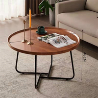 Table de salon ronde moderne en acier inoxydable doré Mobilier de maison en chêne Table basse et thé de luxe à centre latéral