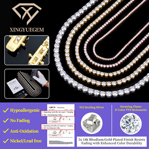 โรงงานขายส่งเครื่องประดับเงินแท้ 925 สร้อยคอเพชร VVS แบบเทนนิส ประดับเพชรโมอิสซาไนต์ สำหรับผู้หญิงและผู้ชาย - Product Image 4