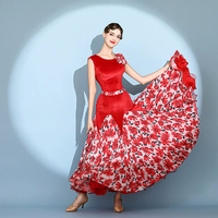Robe longue de danse sans manches à imprimé floral pour la danse moderne et les spectacles sur scène