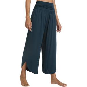 Pantalon de détente personnalisé pour femme, coupe large, taille haute, en viscose de bambou douce avec poches, vert sarcelle profond, tailles S-XXL - Product Image 2