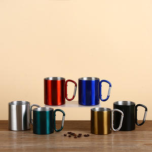 Mug isotherme en acier inoxydable à double paroi avec mousqueton, 200 ml, 300 ml, léger, pour le camping, les voyages, portable, isolation thermique, tasse à café, tasse à lait - Product Image 3