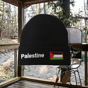 หมวกไหมพรมถักลายธงชาติปาเลสไตน์ ดีไซน์เนอร์ งานปัก 3 มิติ พิมพ์ลายดิจิทัล แฟชั่นฤดูใบไม้ร่วง/ฤดูหนาว 100% ขนสัตว์ ให้ความอบอุ่น เหมาะสำหรับใส่ไปเที่ยวชายหาด - Product Image 3