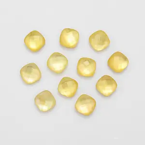 Handmade Gemstone Seashell Yellow Mother of Pearl Shell Square Cabochon 6mm Inlay Bead for Rings