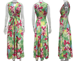 Abito lungo stampato floreale <span class=keywords><strong>con</strong></span> lacci Modulare da donna <span class=keywords><strong>vestiti</strong></span> <span class=keywords><strong>con</strong></span> stampa verde abiti Sexy per abiti da donna - Product Image 6