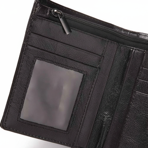 2025 haut de gamme mode élégant élégant brillant mince fermeture éclair courte RFID bloquant léger personnalisé à la mode en cuir véritable hommes - Product Image 1