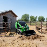 Mini-chargeuse compacte sur chenilles ou sur roues, certifiée EPA, 1200 kg, diesel, CE, avec chargeur frontal, transmission 4x4, pompe à godet de 0,15 m³