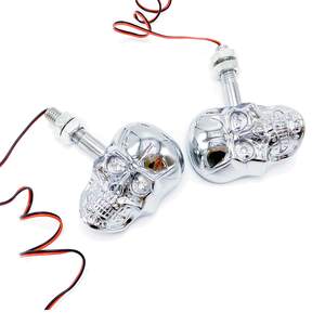 Clignotant LED Chrome Tête de Mort avec Feu Ambré pour Motos, Fixation à Vis 10mm - Product Image 5