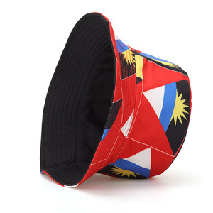 Double-sided Wear Bucket <b>Hat</b> Polyester Canvas Outdoor Unisex Spring <b>Summer</b> Red Black Patterned Design - Product Image 2