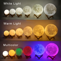 Popular soporte de madera Control táctil remoto 16 colores recargable 3D levitando LED Luna luces de noche lámpara Lunar bola redonda