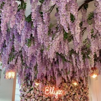 Fleurs artificielles en plastique, guirlandes de glycine violette pour plafond, jardin, cour extérieure, pratiques