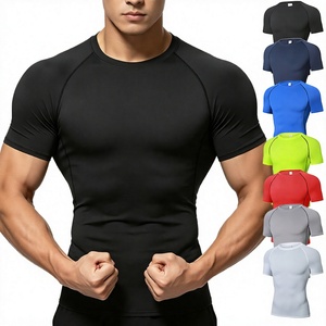 T-shirt de compression pour homme, séchage rapide, coupe ajustée, tee-shirt de sport à capuche, vêtements de sport, personnalisable - Product Image 4