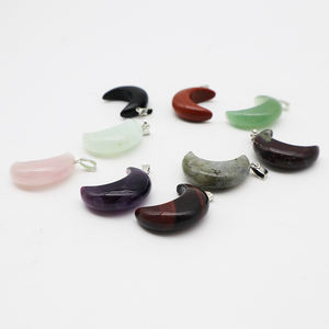 Liontin Batu Permata Chakra Reiki Bentuk Bulan Sabit untuk Pembuatan Perhiasan Kalung Anak-Anak - Product Image 5