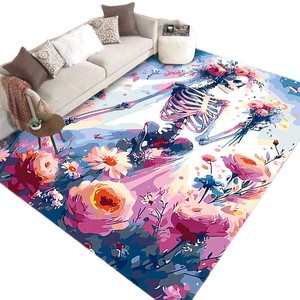 พรมลายดอกไม้แบบนามธรรม วาน ซินหลง รูปทรงสี่เหลี่ยมผืนผ้า พรมห้องนั่งเล่นกันลื่นทันสมัย พรมพิมพ์ลายกำมะหยี่คริสตัล - Product Image 1