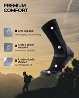 Chaussettes en laine mérinos épaisse pour hommes, chaussettes de randonnée rembourrées, chaussettes de travail en plein air pour hommes