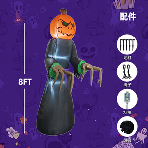 Hantu Labu Tiup Halloween 8FT, Hantu Raksasa Seram dengan Lampu LED untuk Dekorasi Luar Ruangan, Halaman, Taman, Pesta - Product Image 6